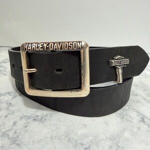 Harley Davidson motorcycle black leather belt mens women’s size 38 #97662